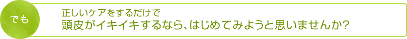 でも正しいケアをするだけで頭皮がイキイキするなら、はじめてみようと思いませんか？