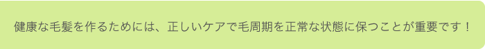 健康な毛髪を作るためには、正しいケアで毛周期を正常な状態に保つことが重要です！